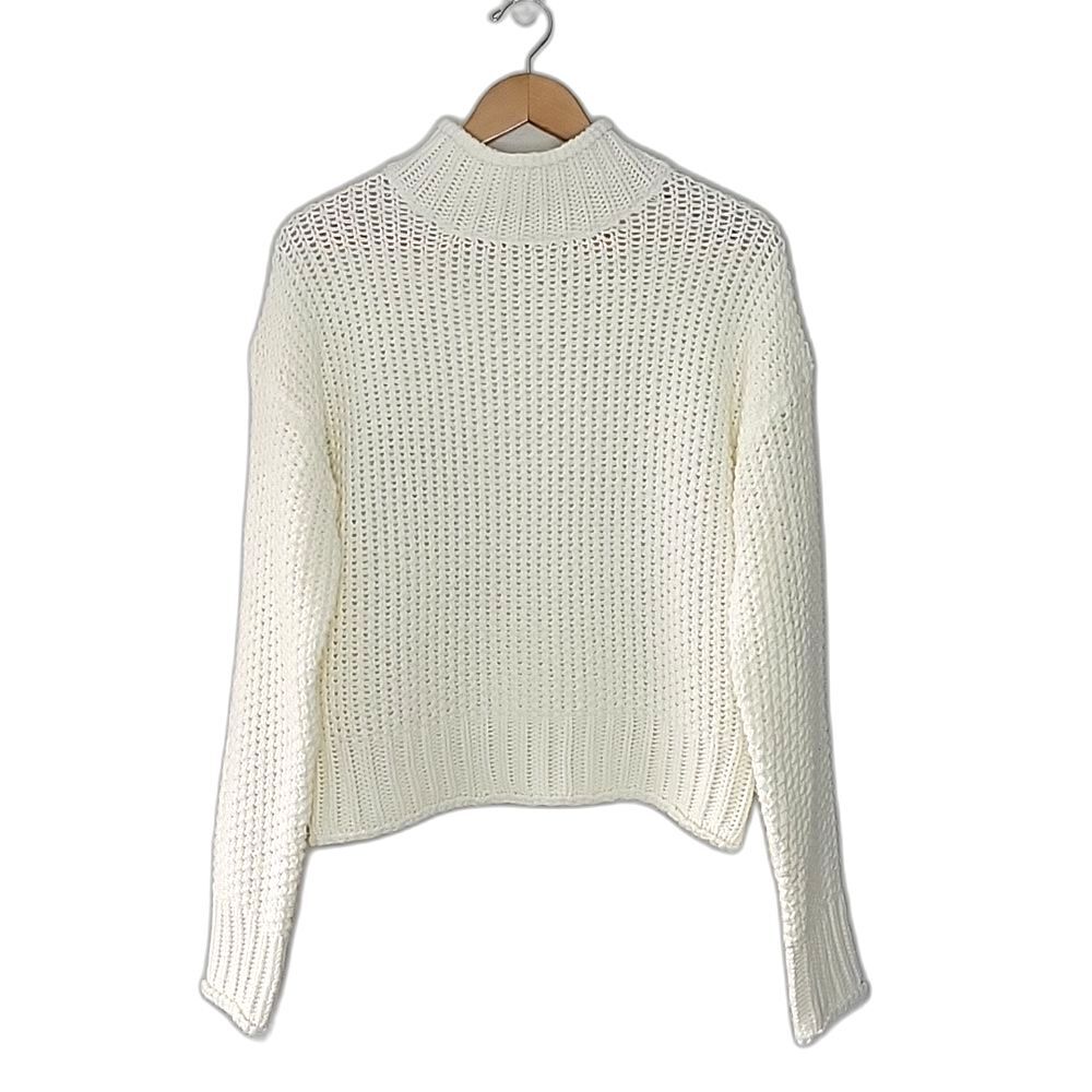 ISALIS (San Francisco) White Chunky Knit Casual Turtleneck Sweater size M